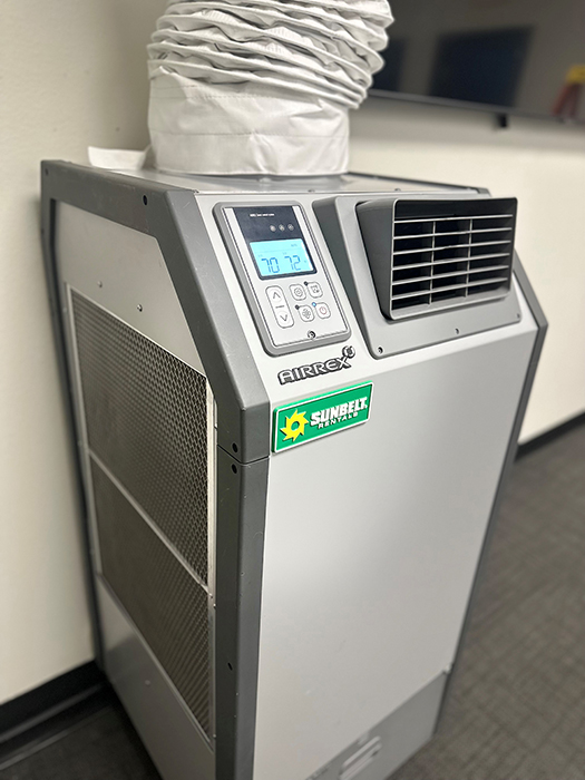 A portable heater from Sunbelt Rentals.