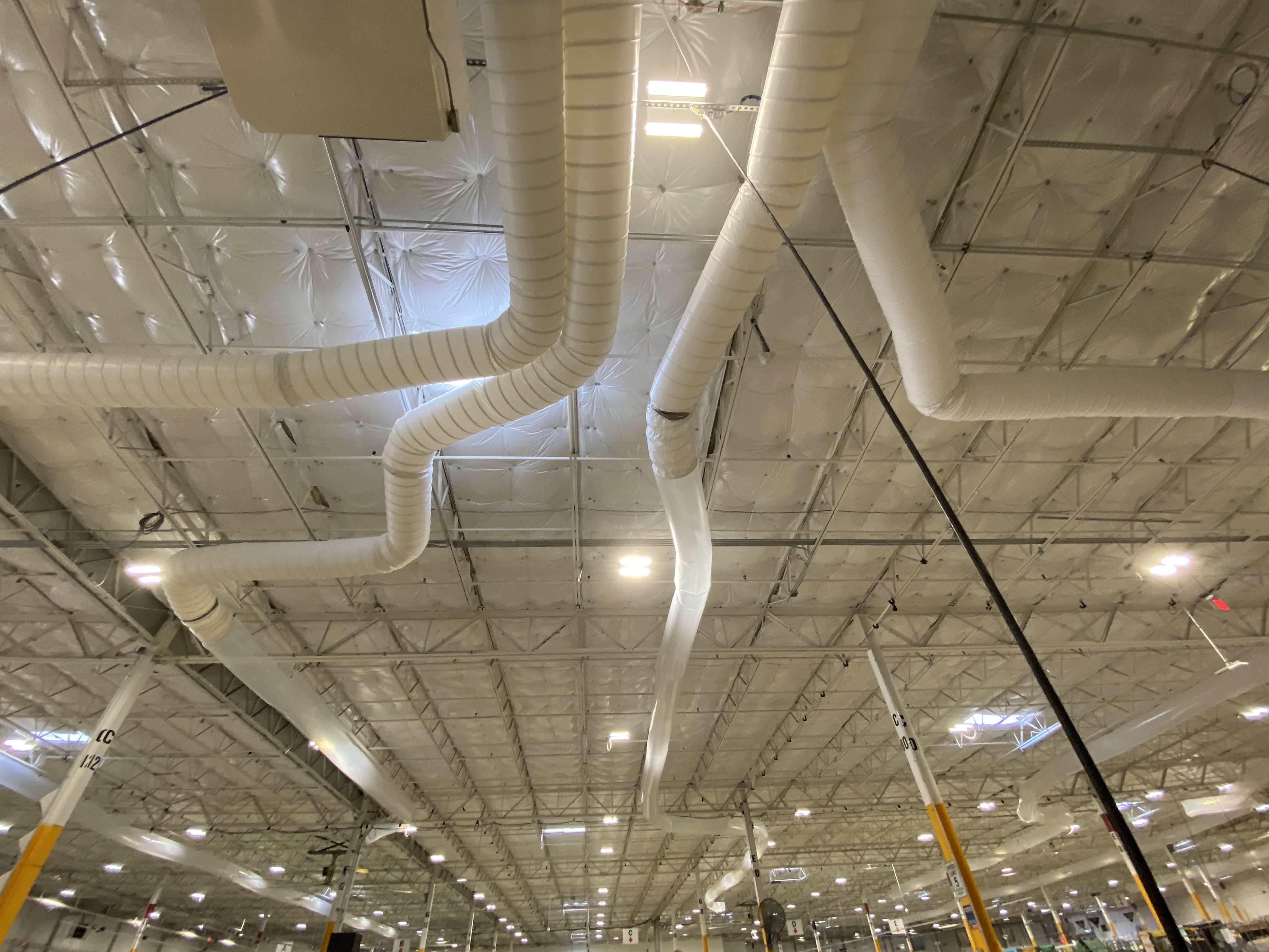 Duct work in a large industrial building.
